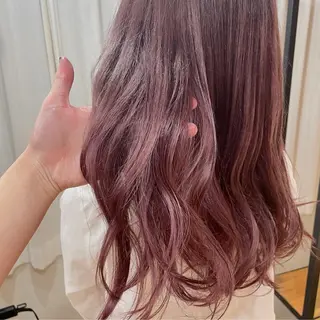 セミロング カラー ヘアアレンジ なつき/艶ピンク/ girly hairのヘアスタイル