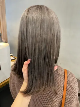 ミディアム カラー 暖色カラー🍊 ボブ🌿顔周りcutのヘアスタイル