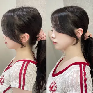 ロング ハッシュカット🖤 レイヤー/透けカラーのヘアスタイル