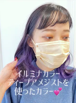 セミロング カラー ベージュ/インナー カラー🤍Rieのヘアスタイル