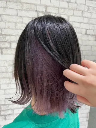 ミディアム カラー ヘアアレンジ ブリーチなし艶カラー 東家のヘアスタイル