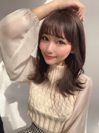 ミディアム カラー パーマ 新宿✨顔周りカット 韓国ヘア/坂本亜裟海のヘアスタイル