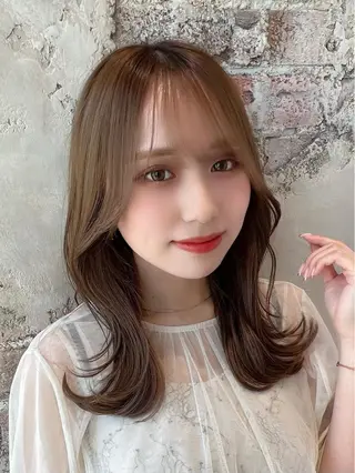 セミロング カラー 🧡くびれヘア/前髪 顔周り🧡久原結衣のヘアスタイル