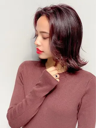 ミディアム カラー ヘアアレンジ 能登谷 きよのヘアスタイル