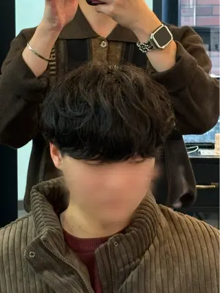 ショート パーマ メンズ 韓国メンズヘア/ 毛流れヘア　須田龍世のヘアスタイル