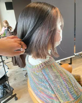 ミディアム カラー パーマ 髪質改善/ブリーチ 田代 龍我のヘアスタイル