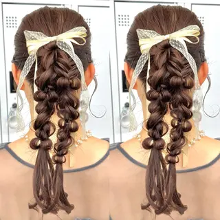 ロング ヘアアレンジ ヘアメ🎀推しカラー 🥣横浜/しほ🧸のヘアスタイル