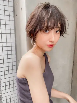 ショート パーマ 💖ボブ/髪質改善 顔周りレイヤー/ユイのヘアスタイル