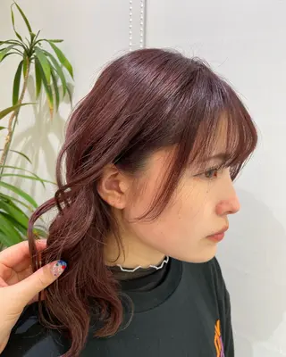 ミディアム カラー メンズパーマ/ ハイトーン/Runoのヘアスタイル