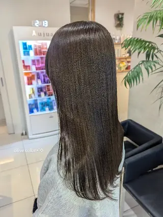 ロング カラー 髪質改善/お呼ば れヘア/透明感カラーのヘアスタイル