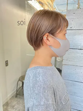 ショート カラー パーマ ヘアアレンジ メンズ キッズ ネイル マツエク・マツパ 森貴裕/ベージュ/ パーマ/オリーブのヘアスタイル