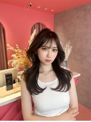 ミディアム カラー 山崎/ボブ縮毛矯正 レイヤー髪質改善のヘアスタイル