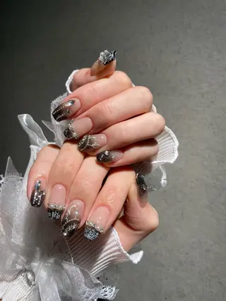 ネイル I-nailロング /ワンホン/キラキラのネイルデザイン