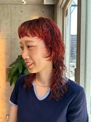 ミディアム パーマ デザインカラー/ kanae🌱のヘアスタイル