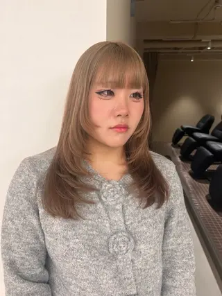 ロング レイヤーカット/ パーマ‪/表参道のヘアスタイル