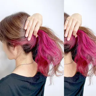 ロング カラー JuNブリーチに 縮毛矯正するプロのヘアスタイル