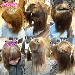 セミロング ブリーチ縮毛矯正/ デサキ ショウヘイのヘアスタイル