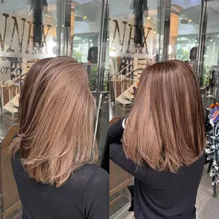 ミディアム カラー レイヤー/ボブ/ ミニボブ/AOIのヘアスタイル