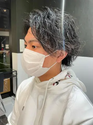 ミディアム パーマ メンズ メンズヘア特化 崎田 成人のヘアスタイル