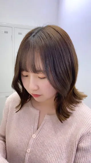 ミディアム カラー 長妻莉央/縮毛矯正 髪質改善カラーのヘアスタイル