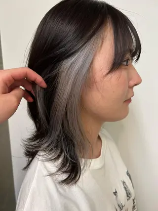 セミロング 土田かほ/本日🈳 透明感カラー🍃のヘアスタイル