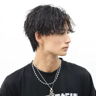 ミディアム カラー パーマ メンズ シースルーマッシュ/ メンズ/KYOHEIのヘアスタイル