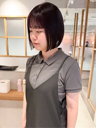 ショート カラー 似合わせぷつっとボブ 縮毛矯正 久保田彩菜のヘアスタイル