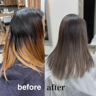 セミロング カラー ヘアアレンジ キッズ 五反田　美容院☆張 明星☆韓国ヘアのヘアスタイル