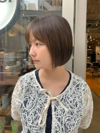 ショート カラー 川崎ショート　ボブ 朝ラクパーマ横山大樹のヘアスタイル