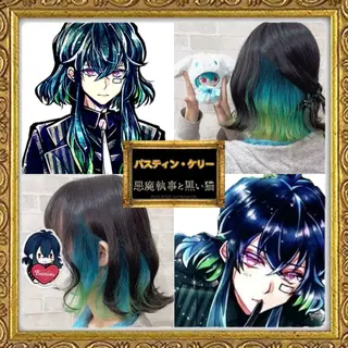 ショート カラー 推しカラー💫 ブリーチ💫若菜覚のヘアスタイル