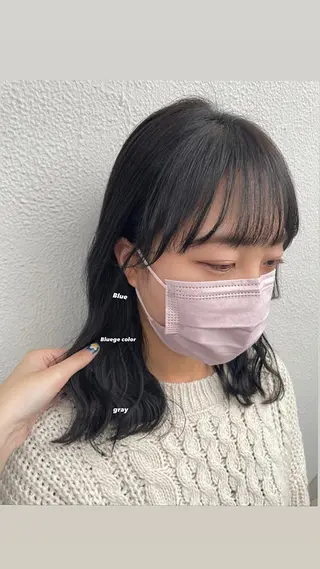 セミロング カラー パーマ ヘアアレンジ メンズ キッズ ネイル マツエク・マツパ 透明感カラー・レイヤ ー🎀amika🎀のヘアスタイル