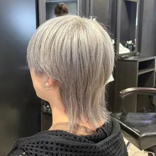 ミディアム カラー メンズ 難波/メンズウルフ・ フェザーパーマ鶴田文のヘアスタイル