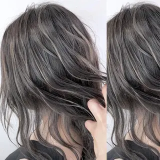 ミディアム カラー JuNブリーチに 縮毛矯正するプロのヘアスタイル