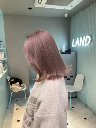 ミディアム ブリーチ✖️ 縮毛LANDのヘアスタイル