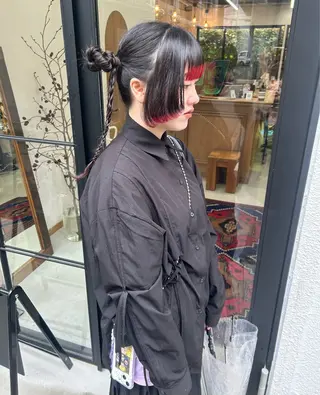 ロング カラー パーマ ヘアアレンジ 髪と音処　マトぺ所属・デザインカラー/ボブ ブリーチカラー/ユリのヘアスタイル