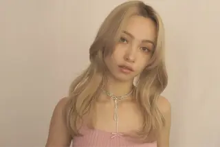 セミロング ヘアアレンジ 韓国ナチュラル・ ベージュ/落合夏希のヘアスタイル