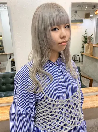 セミロング カラー 森貴裕/ベージュ/ パーマ/オリーブのヘアスタイル