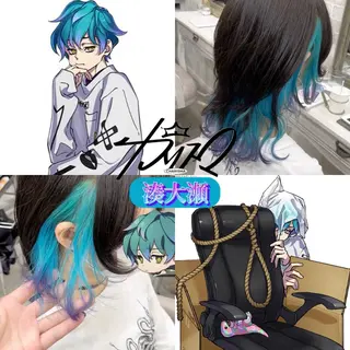 ミディアム カラー 推しカラー💫 ブリーチ💫若菜覚のヘアスタイル