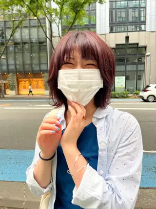 カラー えんぐちとも／透明感 カラー／博多ボブのヘアスタイル