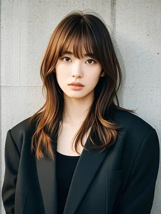セミロング ウルフカット 811 大阪梅田 ウルフのヘアスタイル
