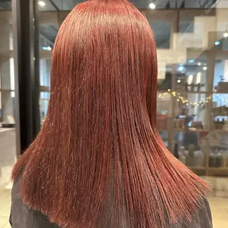 ミディアム カラー ボブ/レイヤー/ニュ アンスパーマ/小夏のヘアスタイル