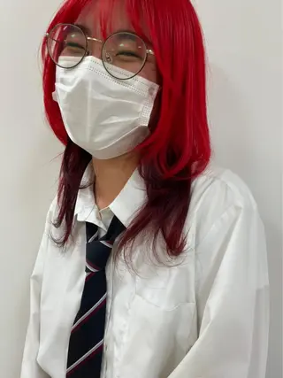 ミディアム カラー ハイトーン/ウルフ /レイヤー/坂野幸伸のヘアスタイル