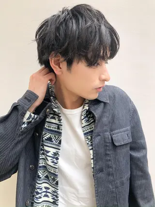 ミディアム カラー パーマ RUKA 美容院×ネイリストのヘアスタイル