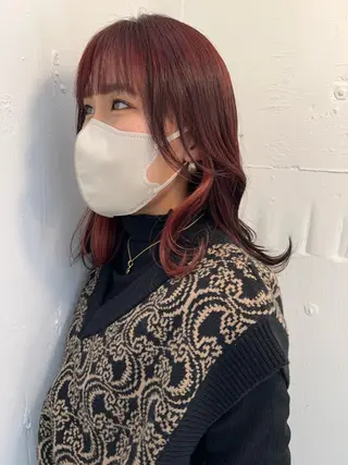 カラー ブリーチカラー🎀 韓国風/寺門美優のヘアスタイル