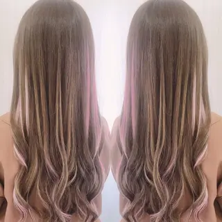 ロング カラー れん/ハイトーン /エクステ/韓国風のヘアスタイル