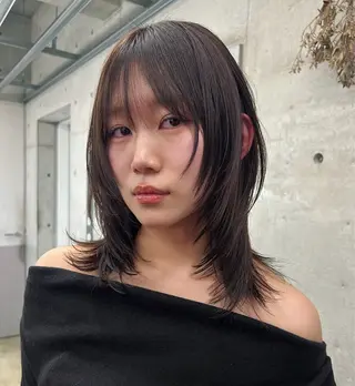 ミディアム カラー ハッシュカット カシマハヤトのヘアスタイル