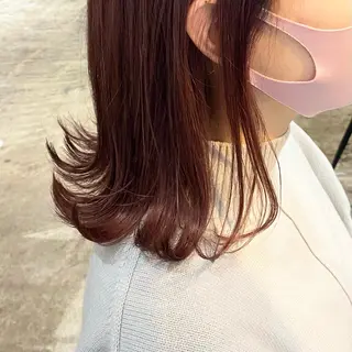 ミディアム カラー ハル🌸柔色/ ブリーチなし/艶髪のヘアスタイル