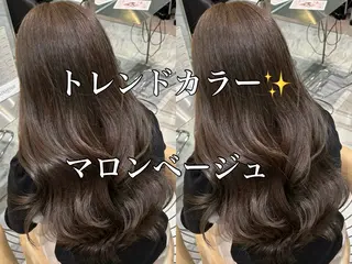 ミディアム カラー ブリーチなしダブル カラー縮毛矯正　下野のヘアスタイル