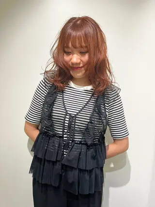 ミディアム カラー アイブロウリフト/ 髪質改善カラー/みわのヘアスタイル