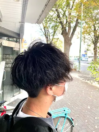 ショート パーマ メンズ 髪質改善× ハイライト溝江のヘアスタイル